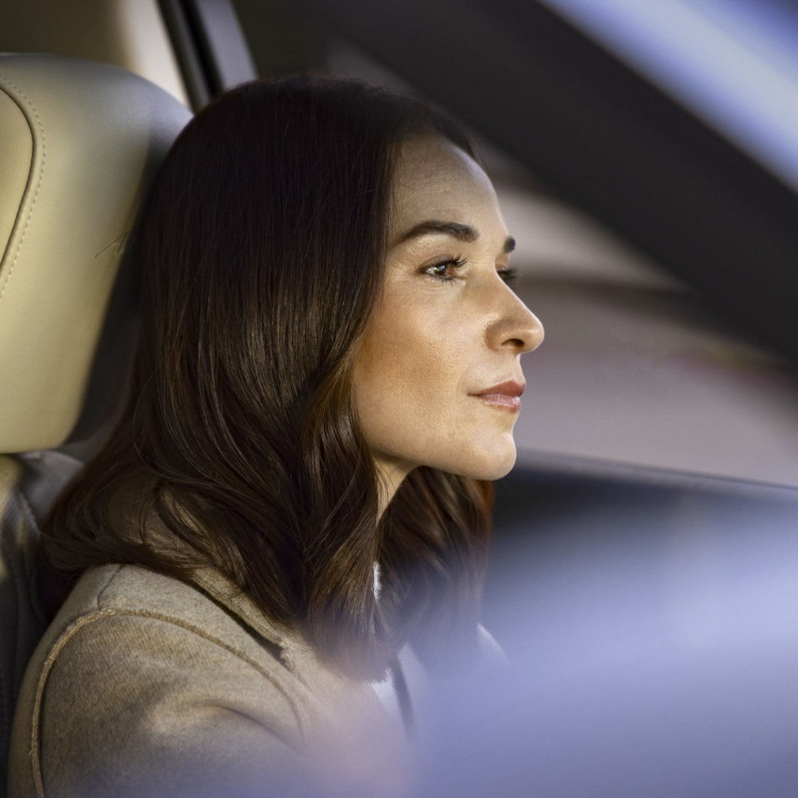 Close Up of Woman Focused While Driving