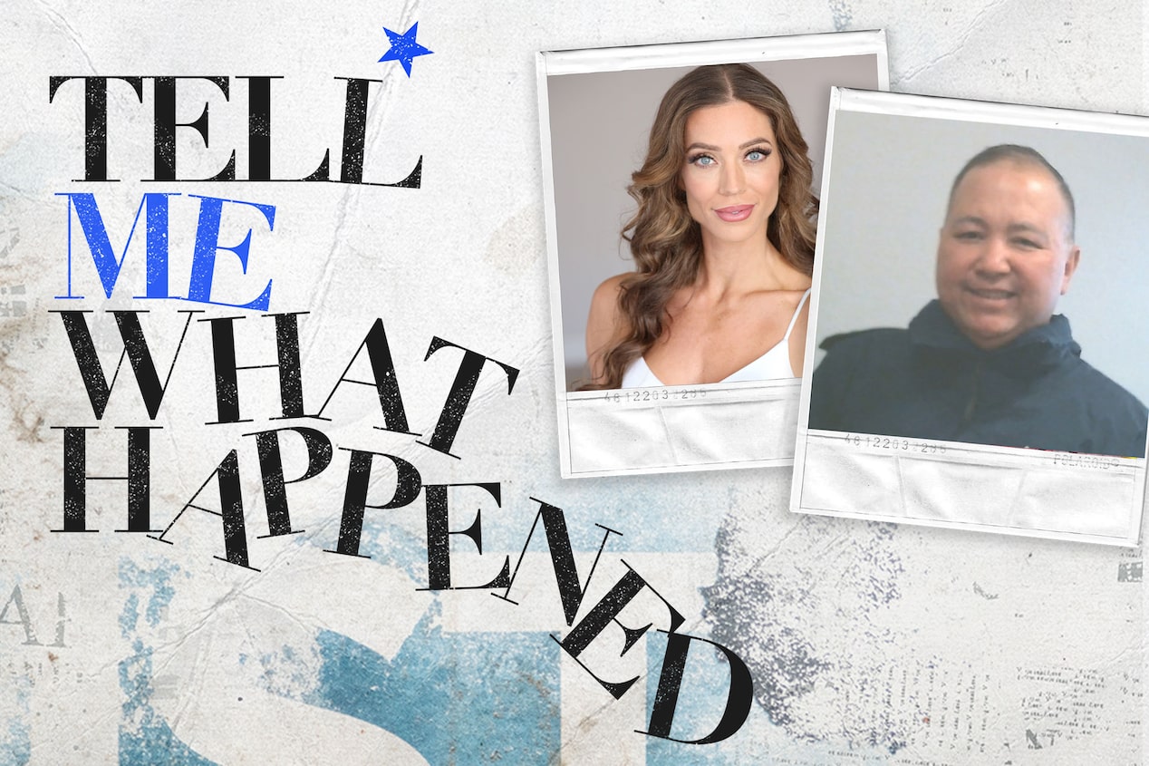 Tell Me What Happened logo and a photo of Taylor Hash featured in Season 3, Episode 4 of Tell Me What Happened: an original podcast by OnStar.