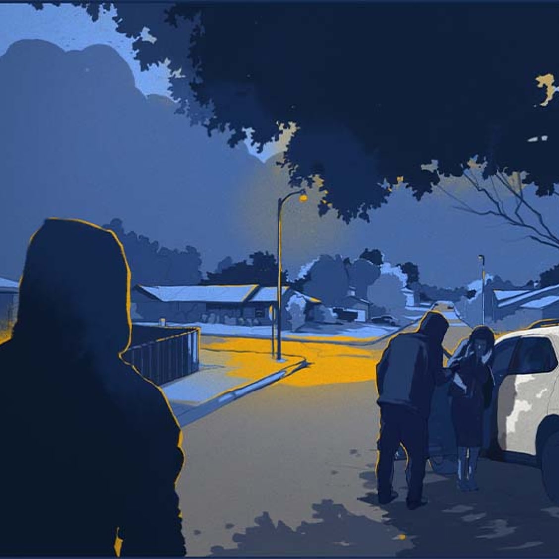 Illustration of a Car Robbery Scene