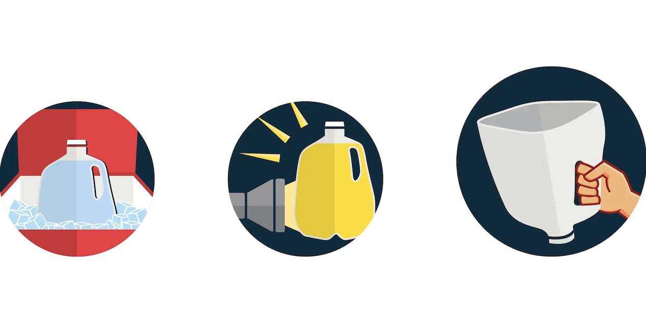 Illustrations of Camping Hacks for Milk Jugs