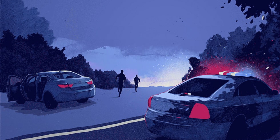 Illustration of a Cop Chasing a Thief 