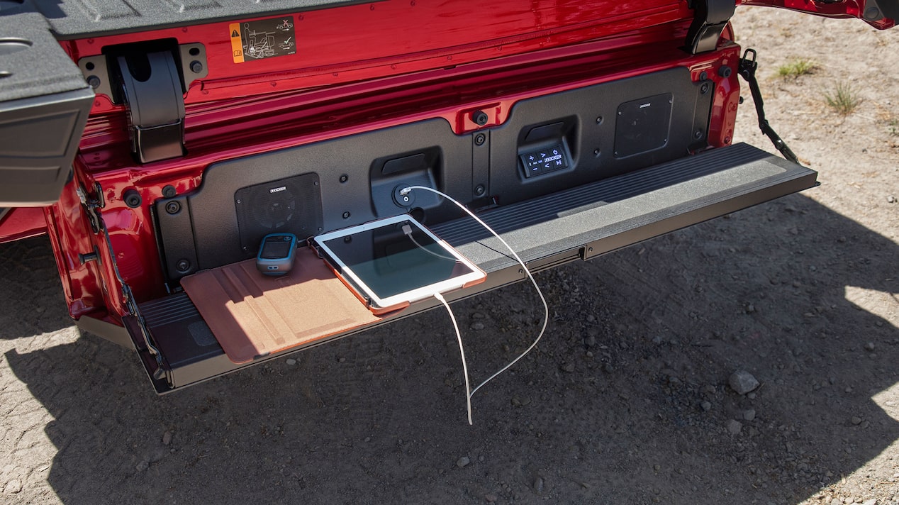 Truck Tailgate Open Compartment With Device Charging Port