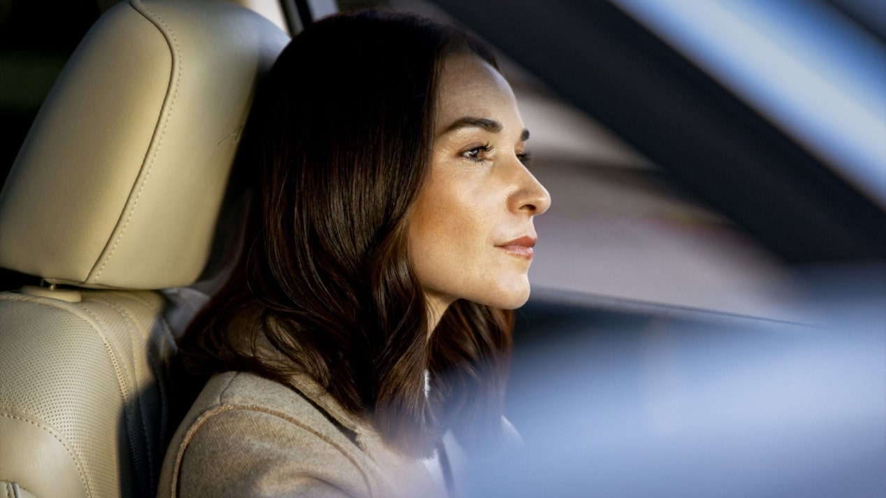 Close-Up of Female Driver Focused On the Road