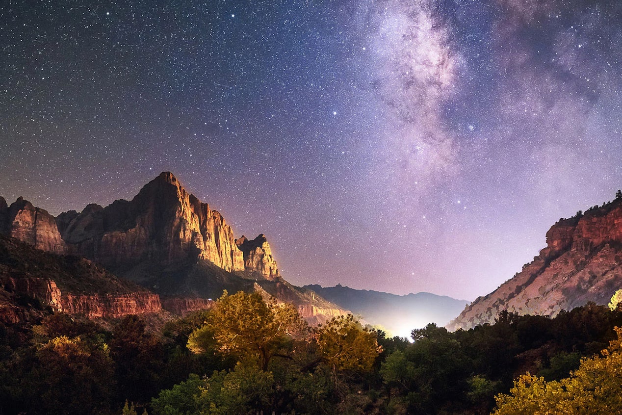 Beautiful Moutain Scene with Stars