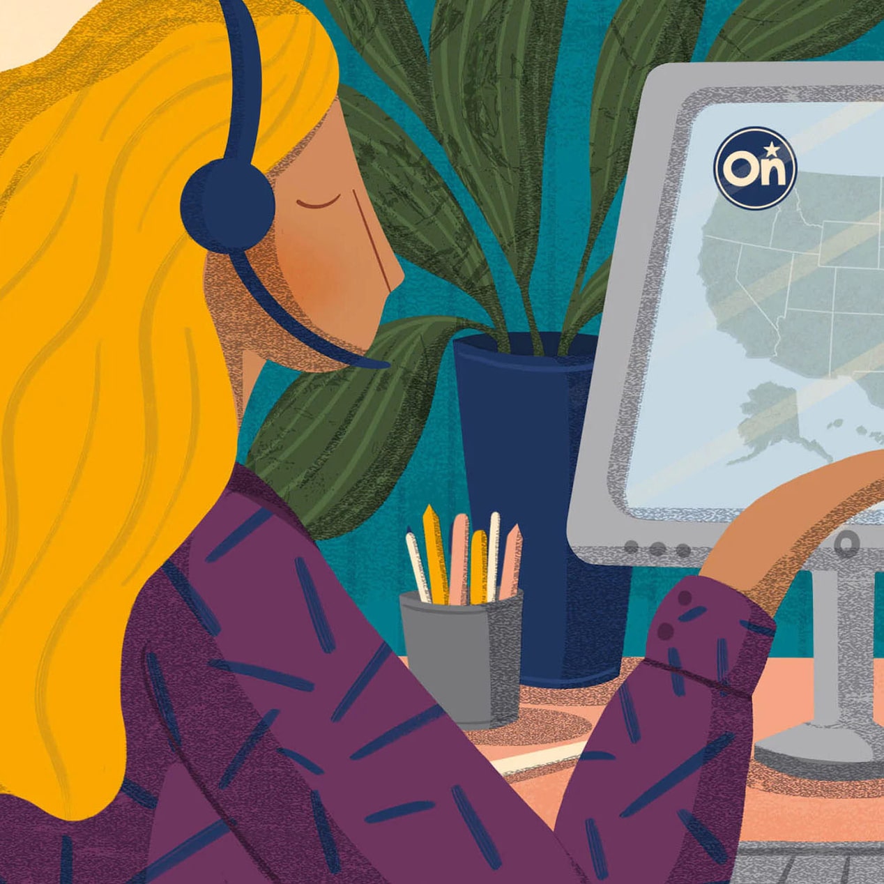 Illustration of OnStar Assistant with Headset on 