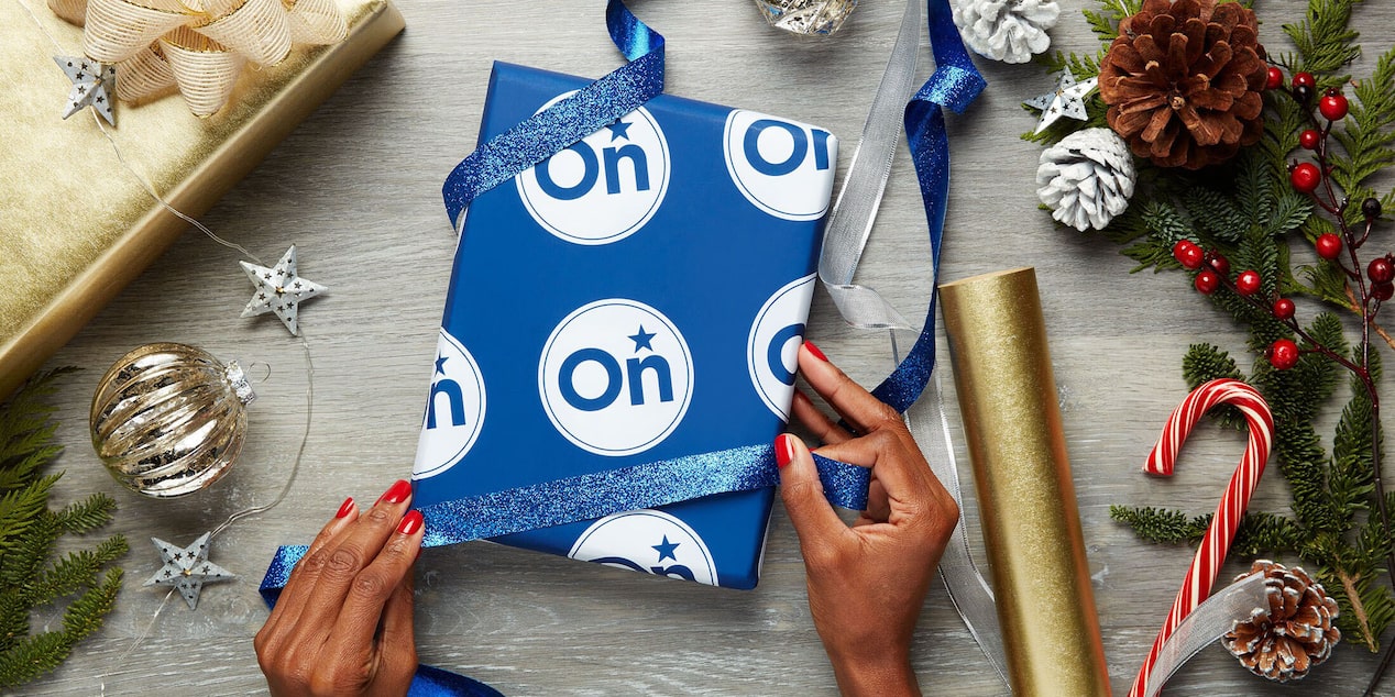 Wrapping a Present with OnStar Logo Paper