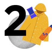 "Two" Graphic With Rain Coat