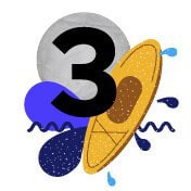 "Three" Graphic With Kayak