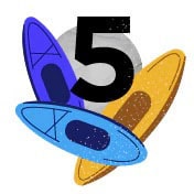 "Five" Graphic With Kayaks