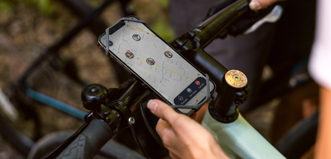 View of OnStar Guardian App Near Bike Handlebars