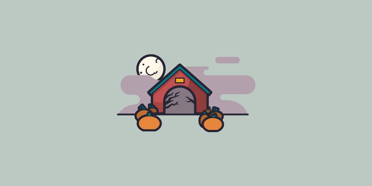 Spooky Barn With Pumpkins, Moon, and Clouds Graphic